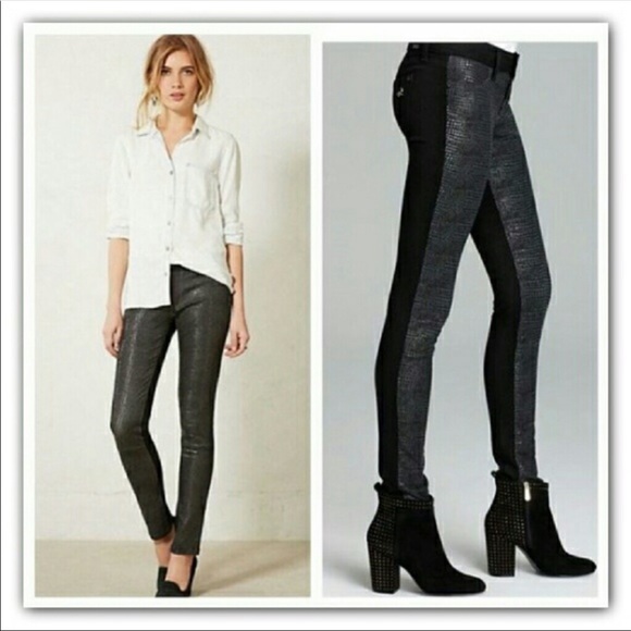 DL1961 Emma Python-Print Denim Leggings, Sz 26 - Picture 1 of 9